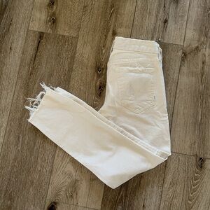 MOTHER The Looker Cream For a Day Destroyed Ivory Skinny Jeans Women's s…